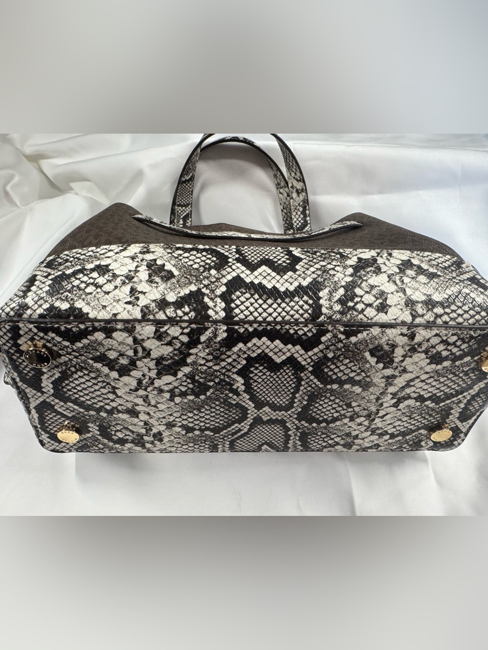 Michael Kors Emilia Large Satchel – New w/ Tags – Brown Signature / Snake Print - Picture 10 of 10
